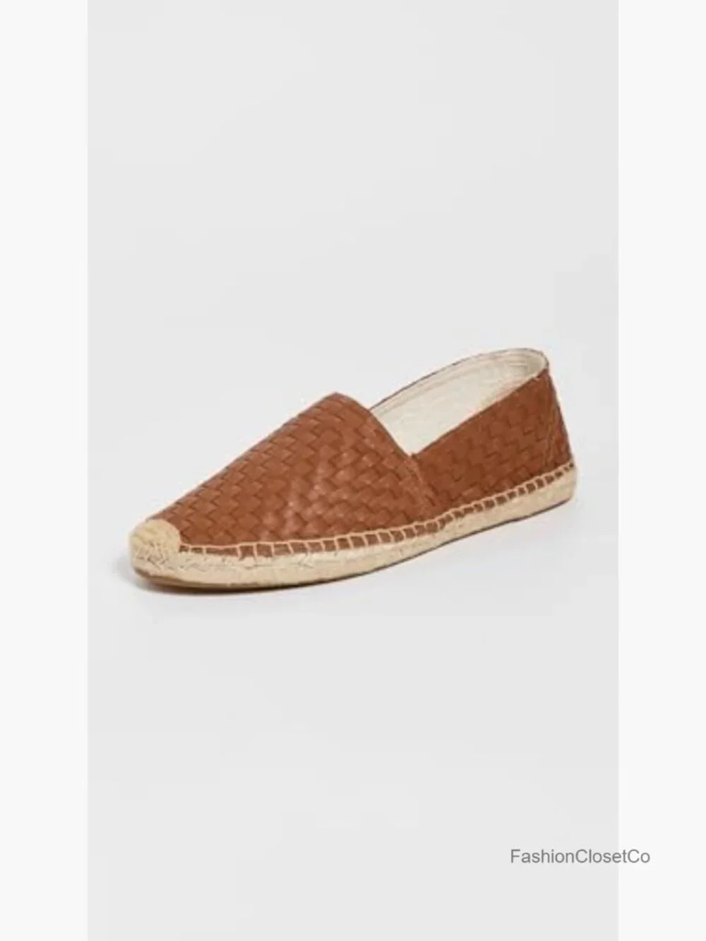 Woven Leather Espadrille Wedge Platform Slip-On Loafers